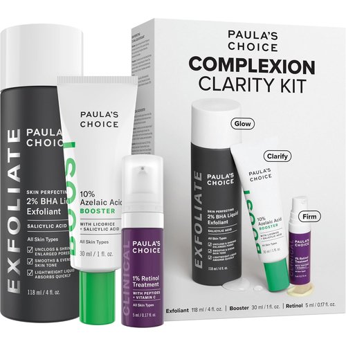 Paula's Choice Complexion Clarity Kit - 3-Piece Skin Care Set for Clear, Glowing Skin | Includes 2% BHA Exfoliant, 1% Retinol Treatment, 10% Azelaic Acid Booster