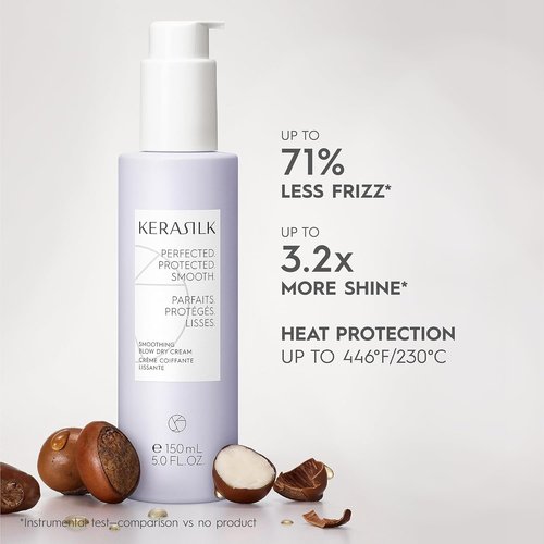 Kerasilk Smoothing Blow Dry Cream - Frizz Control & Heat Protection | Vegan & Sulfate Free, 150ml