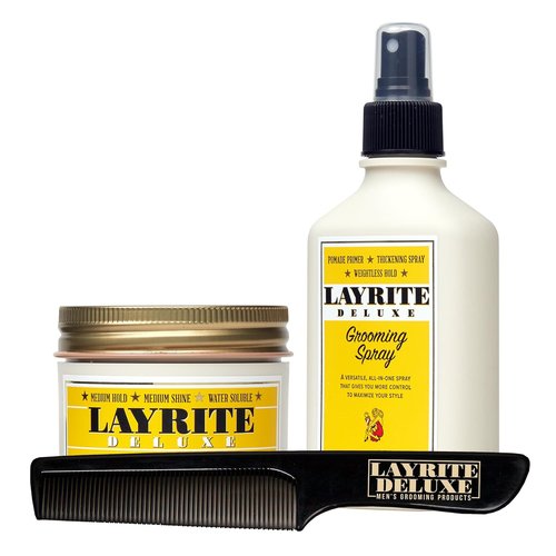 Layrite Deluxe Grooming Bundle - Original Pomade, Spray & Comb Set (4.25oz)