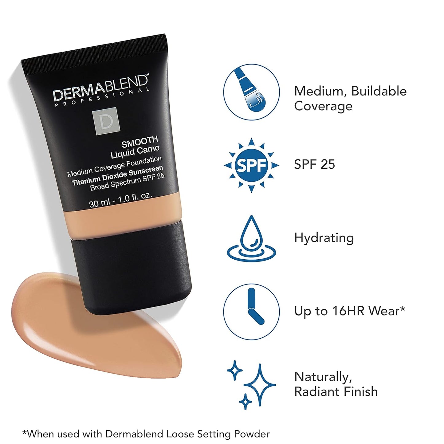 Dermablend Smooth Liquid Foundation - Flawless Coverage for All Skin Types | 1 oz