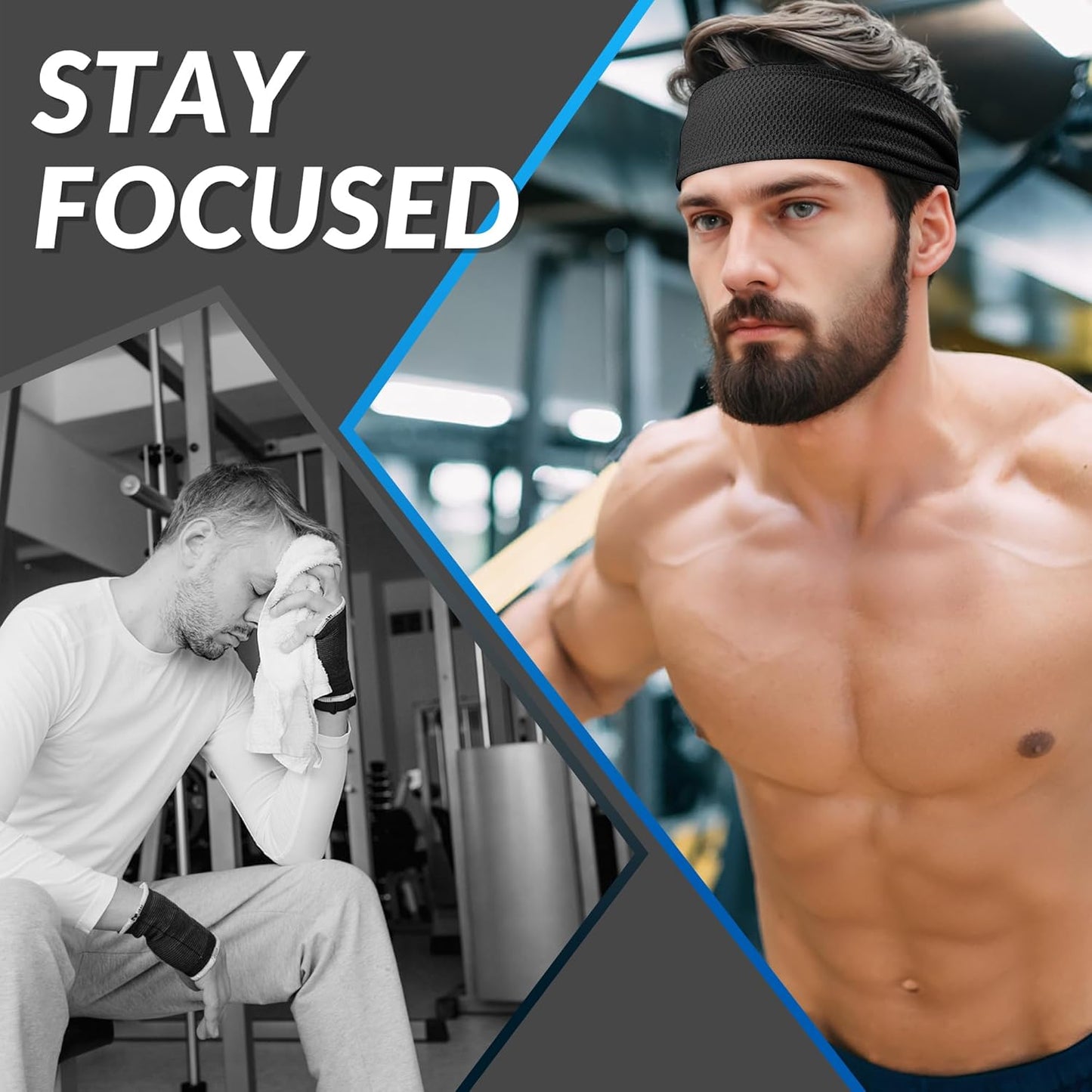 Sukeen Sports Headbands - Moisture-Wicking Non-Slip Sweatbands for Men | Breathable Elastic for Yoga & Fitness