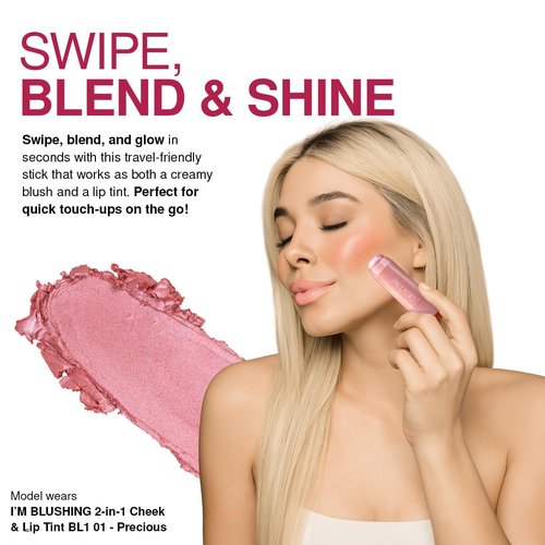 Palladio I'm Blushing 2-in-1 Cheek and Lip Tint - Buildable Hydrating Cream Blush in Sweetheart