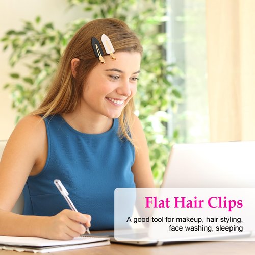 D 6 Pcs Creaseless Hair Clips No bend No Crease Hair Clip Makeup Clips for Women and Girls Flat Hair Clips for Hairstyling Salon Golden Handle