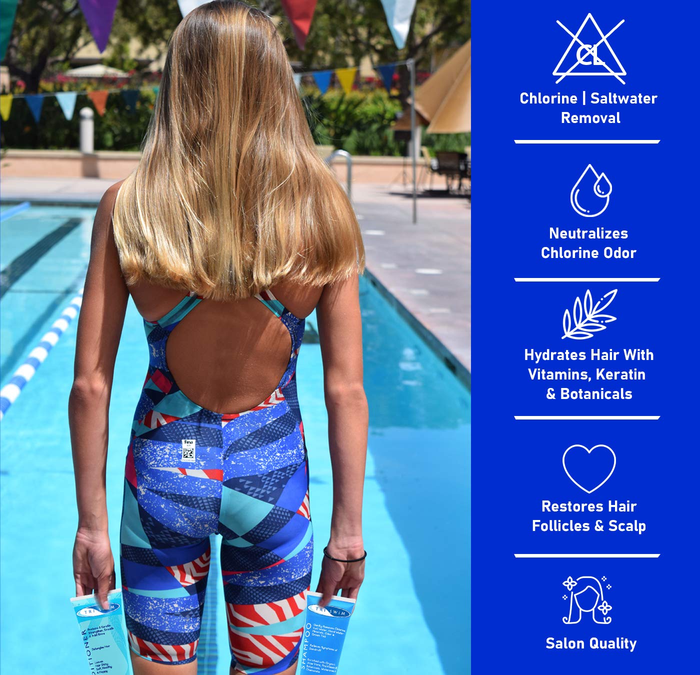 TRISWIM Chlorine Removal Shampoo - Hydrates & Restores Hair | 8.5oz | Lime & Tropical Mango Scent