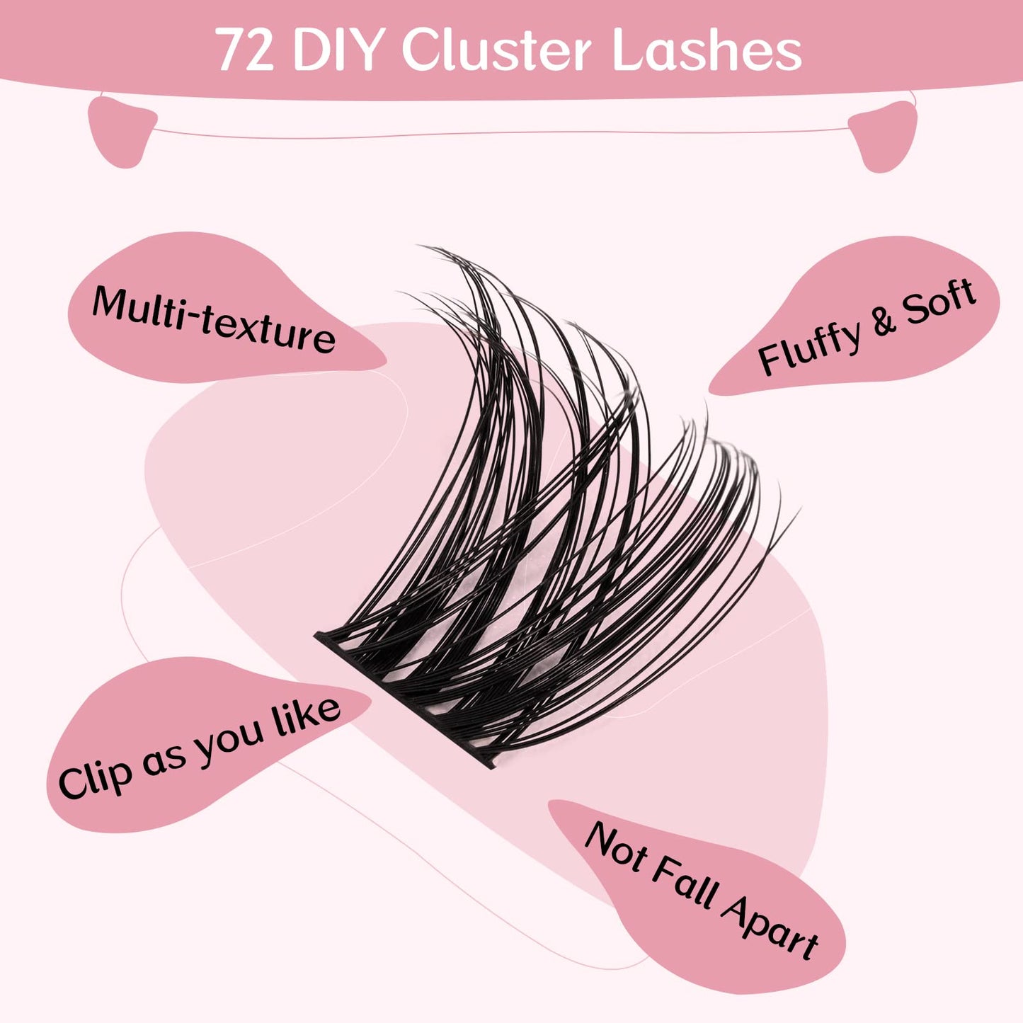 Cluster Lashes 72 Pcs Lash Clusters DIY Eyelash Extension Individual Cluster Eyelashes Tender Style Self-Application Fluffy Super Thin Band Reusable Soft & Comfortable(Tender-C-10mm)