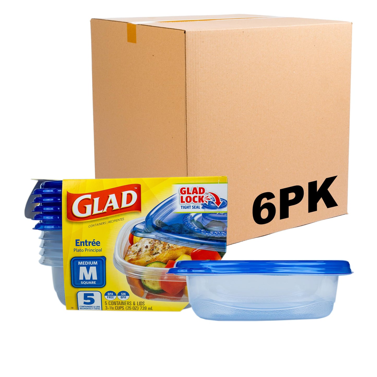 Glad GladWare To Go Snack Food Storage Containers - Medium Round - Meal Container Holds up to 24 Ounces of Food - Lock Tight Seal, 4 Count