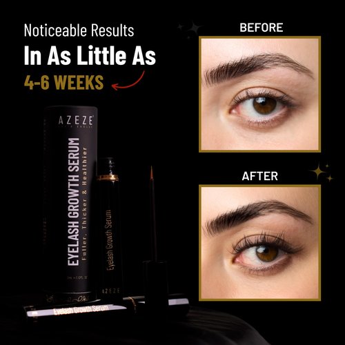 Azeze Eyelash Growth Serum - Oil-Free Lash Serum for Eyelash Growth and Thickness in 6 weeks, Compatible with Lash Extensions