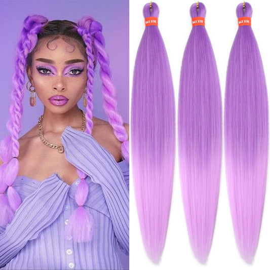 Ombre Romantic Purple Pre Stretched Braiding Hair 30 Inch Yaki Texture Box Braid Hair Extensions 3 Packs Yaki Texture Pre Feathered Braids Hair Easy to Use