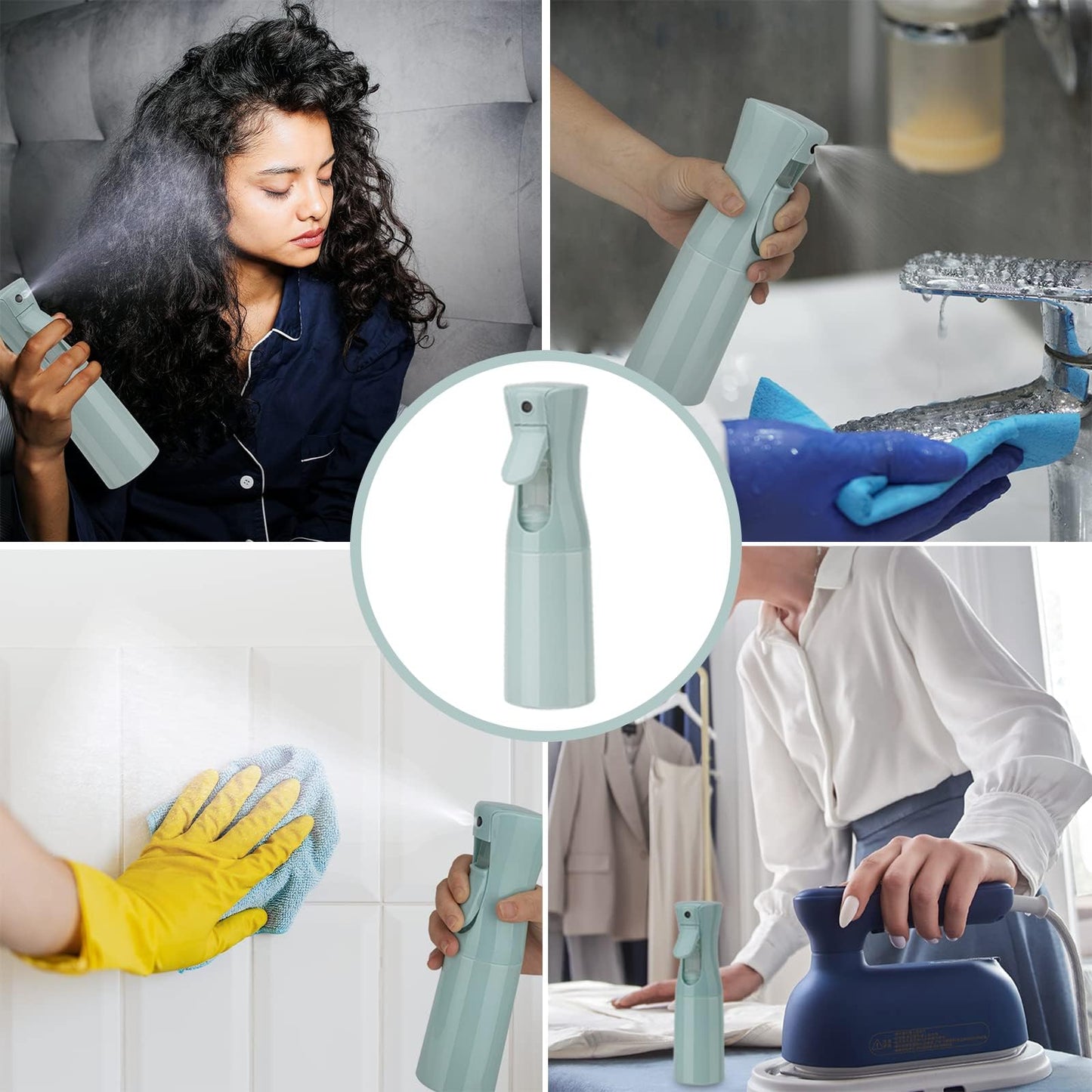 Zuhose Continuous Mist Spray Bottle, 6.8OZ /200ML Fine Mist Water Spray Bottle for Hair, Salons, Barber, Plants, Skin Care, Cleaning (Blue, 1 Pack)