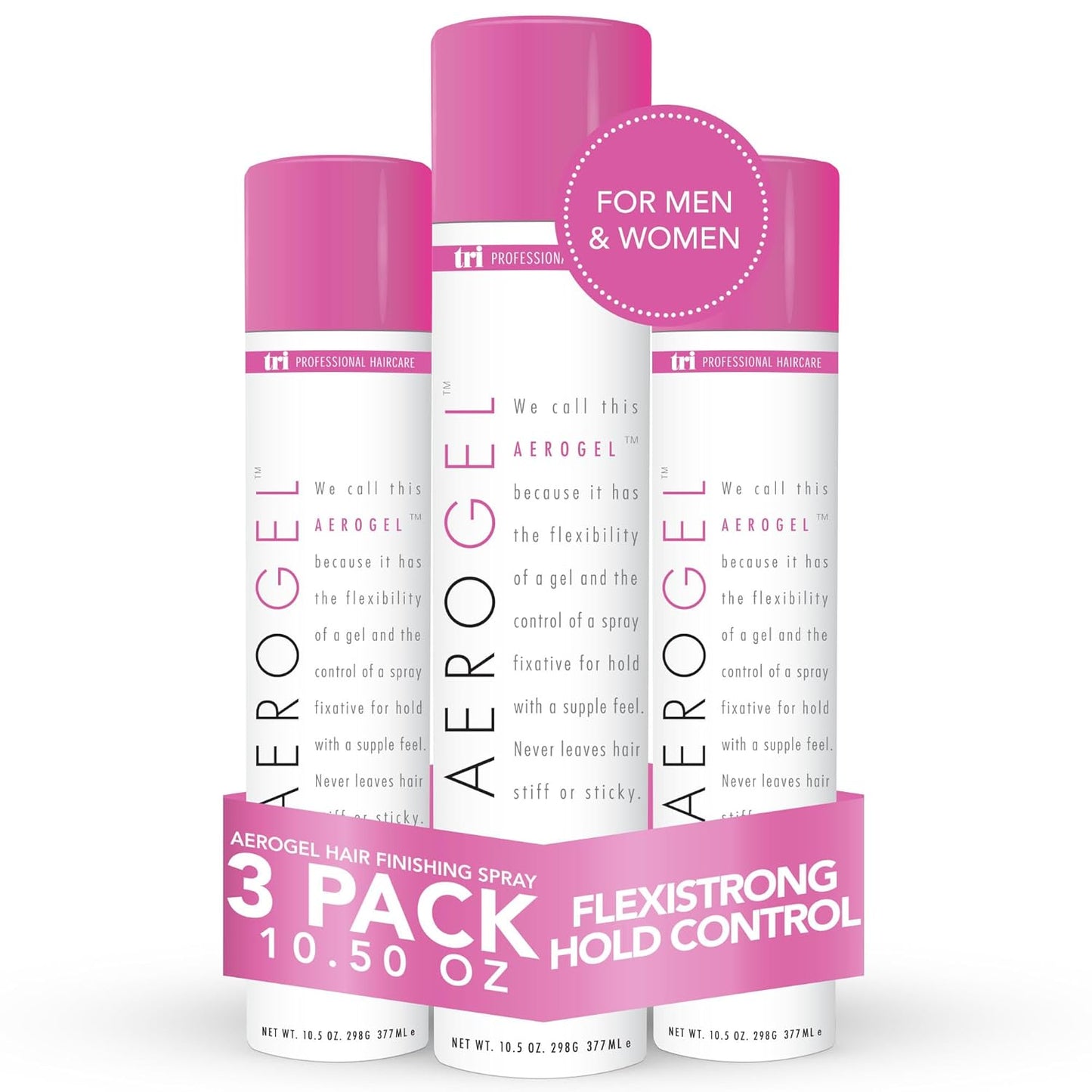 TRI Design Aerogel Hairspray - Flexible Hold Finishing Spray for Curly Hair - 3 Pack (10.5 oz)