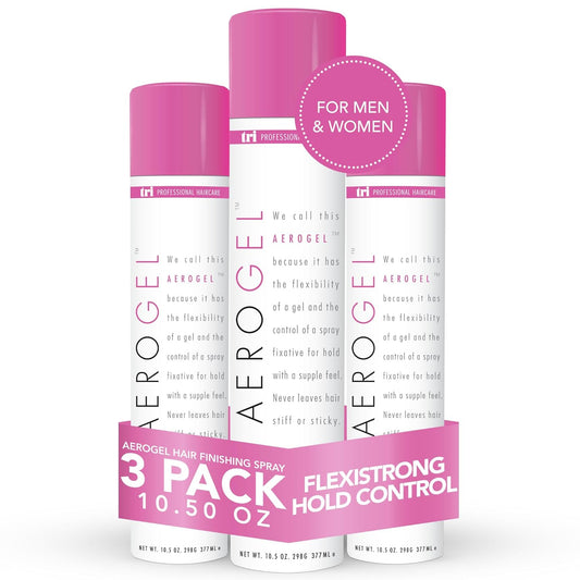 TRI Design Aerogel Hairspray - Flexible Hold Finishing Spray for Curly Hair - 3 Pack (10.5 oz)