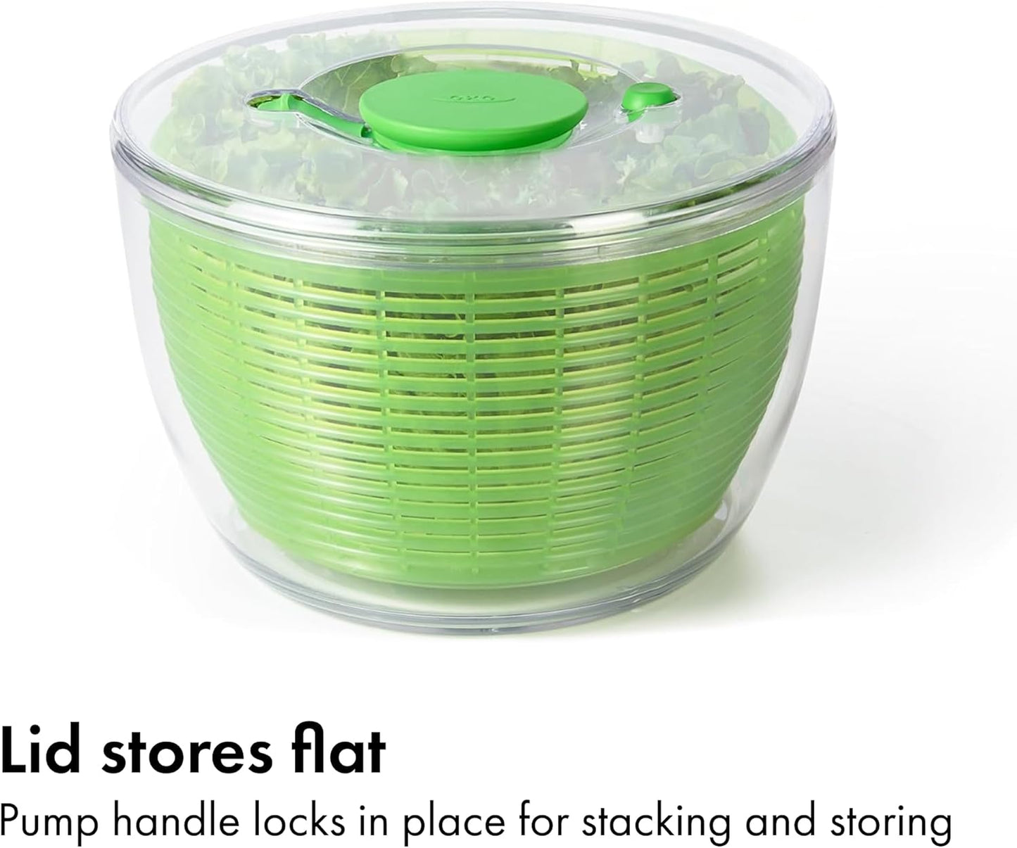 OXO Good Grips Salad Spinner - Large, Green Lettuce & Fruit Washer, BPA-Free, Easy One-Hand Pump