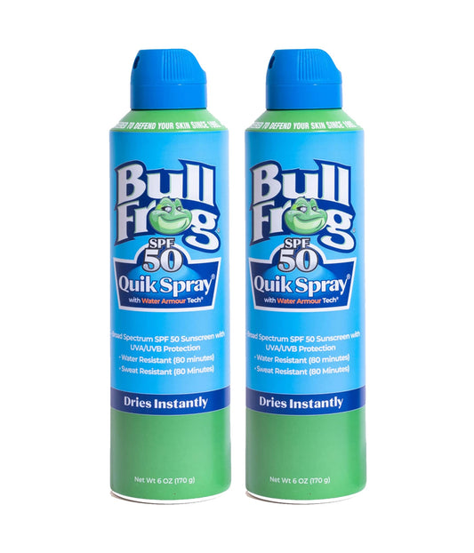 Bullfrog Quik Spray Sunscreen SPF 50 | Oxybenzone & Octinoxate Free | Broad Spectrum Moisturizing UVA/UVB, 2 pack