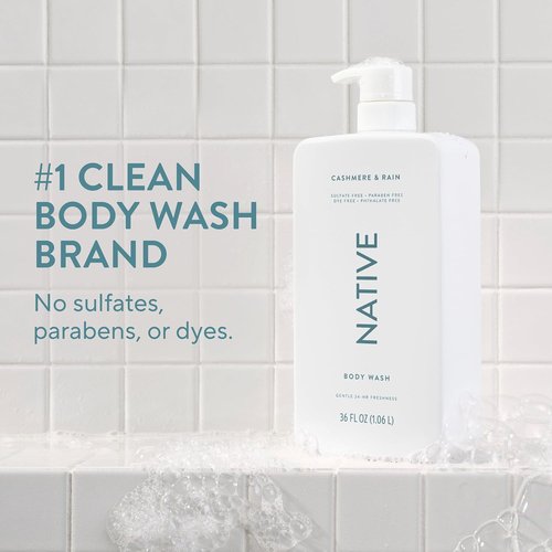 Native Body Wash - Cashmere & Rain Scent - Sulfate-Free & Gentle for All Skin Types - 36 oz Pump Bottle