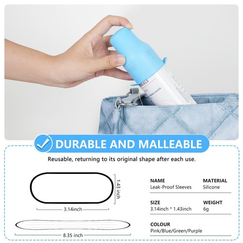 8 Pack Silicone Bottle Covers,Travel Essentials for Women,Travel Size Toiletries,Elastic Sleeves for Leak Proofing,Travel Accessories, Cruise Ship Essentials,Cruise Must Haves,Cruise Essentials