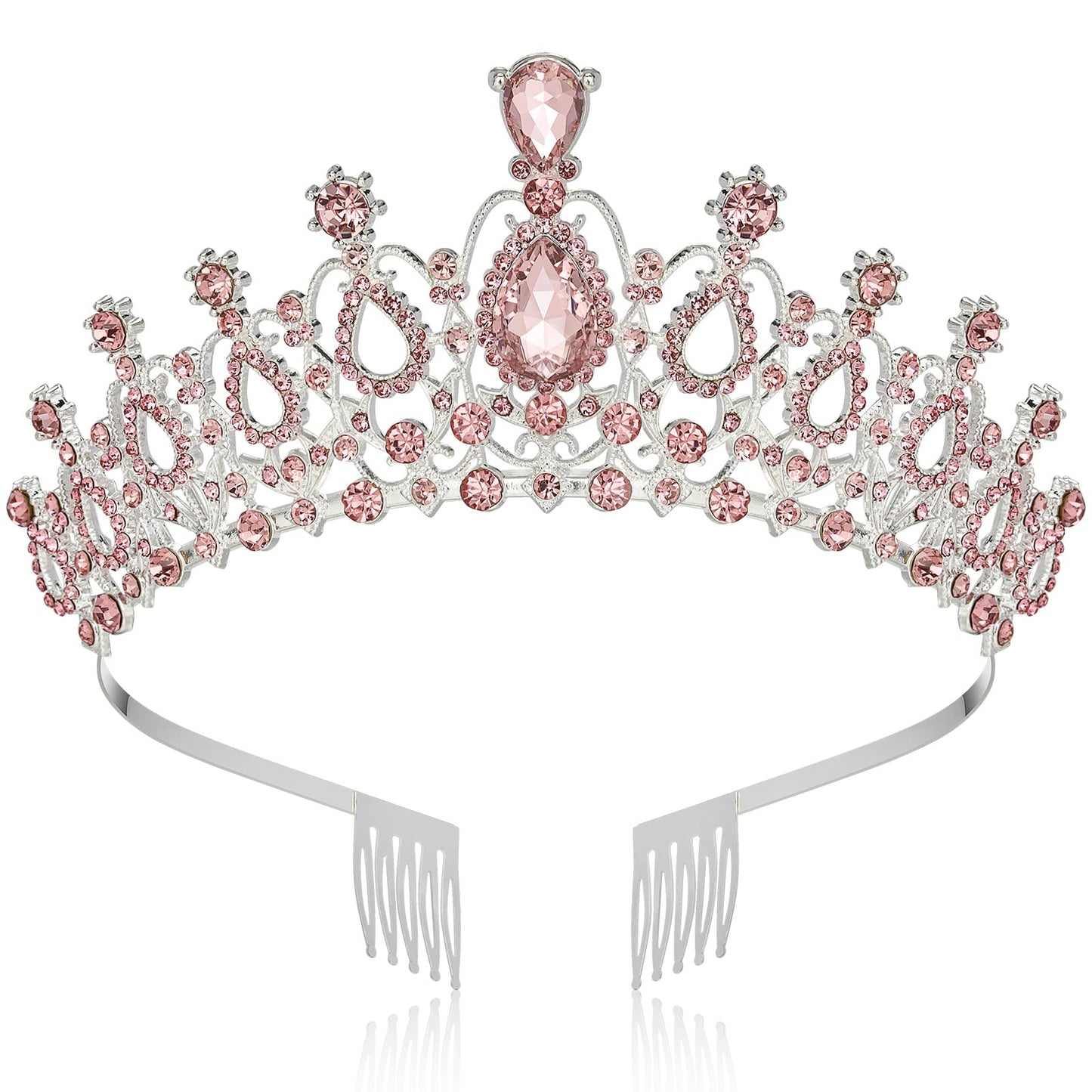 Makone Crowns for Women,Pink Princess Crown, Crystal Crown for Bridal, Wedding, Pageant, Birthday, Party