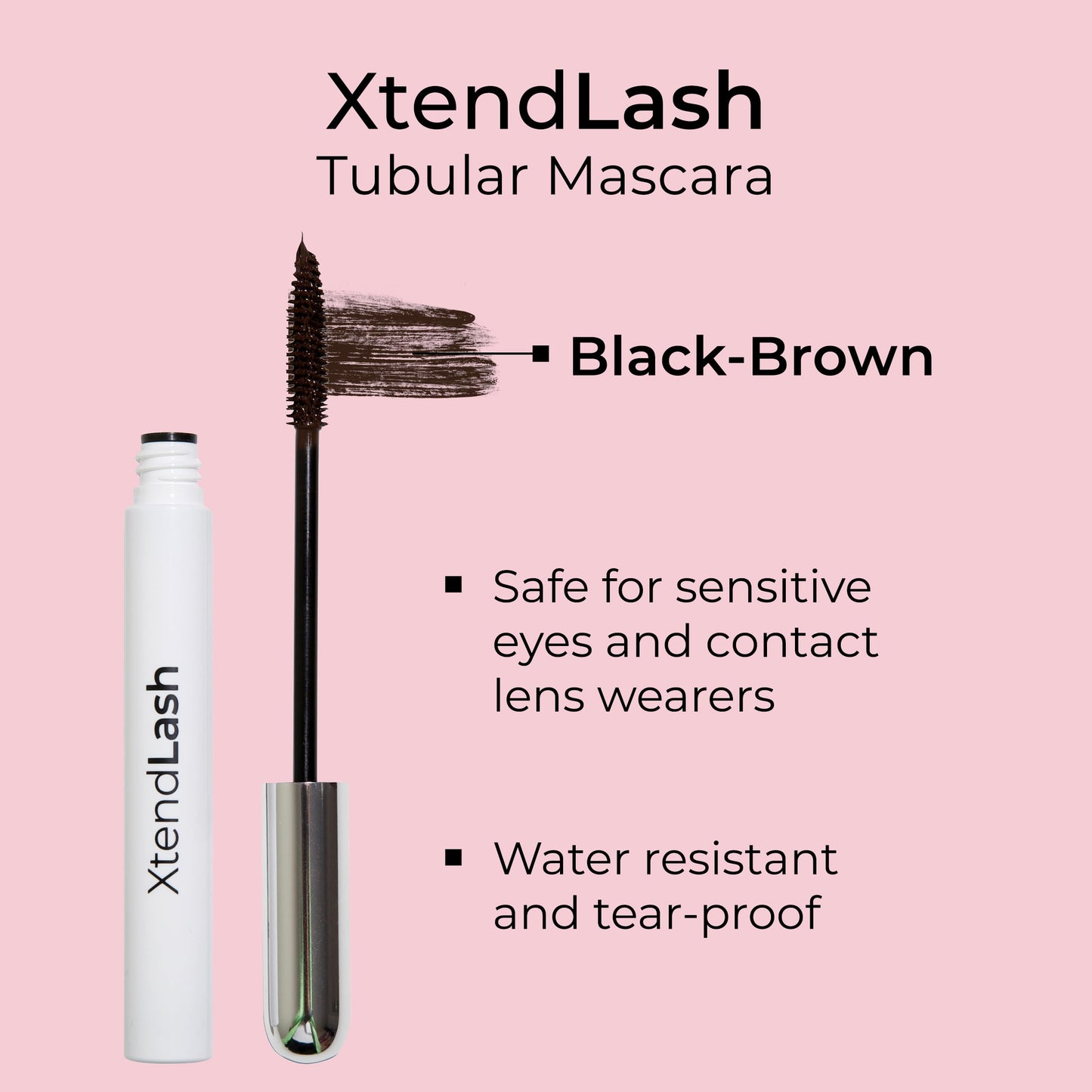 MCoBeauty XtendLash Tubular Mascara, Black-Brown, Bold Definition for Intensely Defined Lashes, Vegan, Cruelty Free Cosmetics