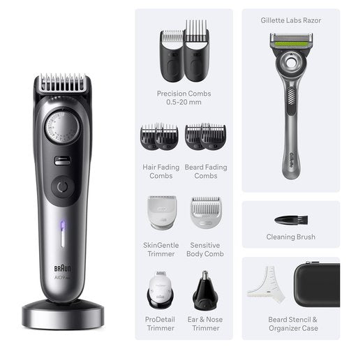 Braun Series 9 PRO All-in-One Beard & Body Grooming Kit - Cordless Trimmer & Shaver with Gillette Labs Razor | AIO 9570