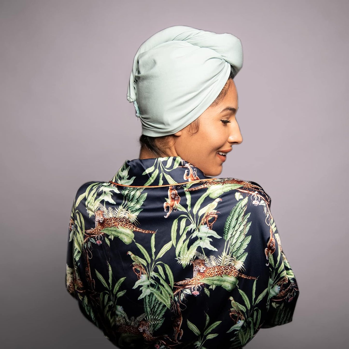 Skiennix Hair Drying Turban - Frizz-Free, Soft & Lightweight Wrap for Long Hair | Sage Color
