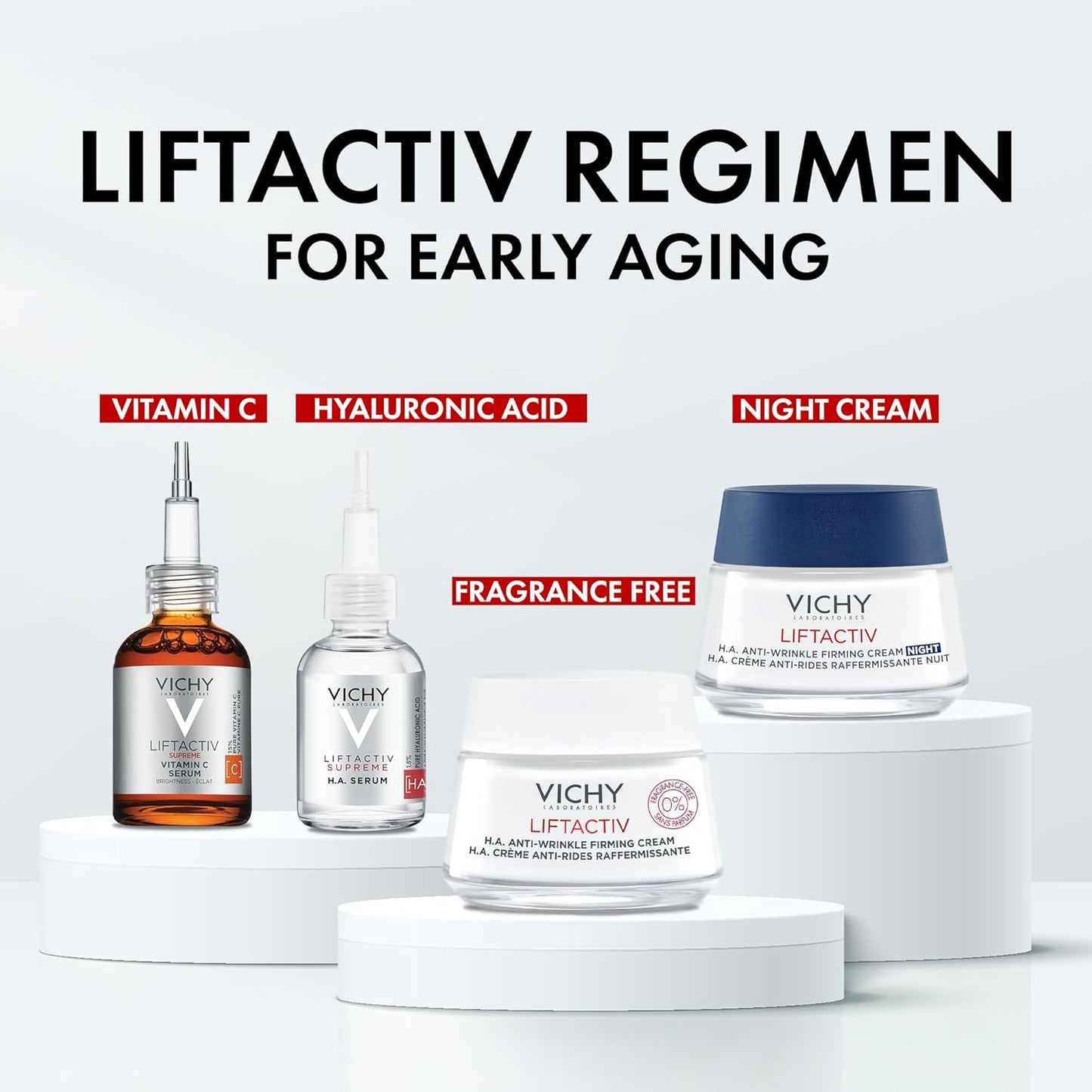 Vichy LiftActiv H.A. Anti-Wrinkle Firming Cream - Vitamin C & Hyaluronic Acid for Smoother, Plumper Skin