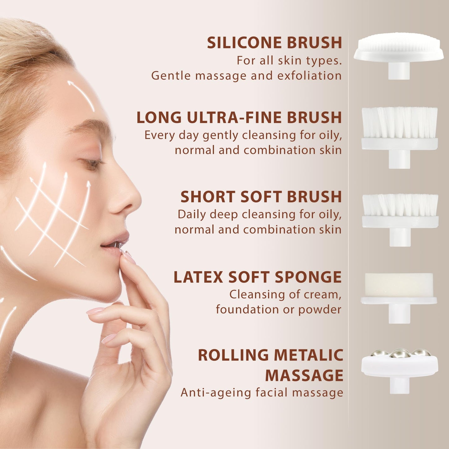 Facial Cleansing Brush Face Scrubber Exfoliating Cleaning Skin Care Cleanser Wash Women Girls Electric Beauty Products Powered Exfoliator Skincare Spin Tools Scrub Washer Self Care (Amethyst)
