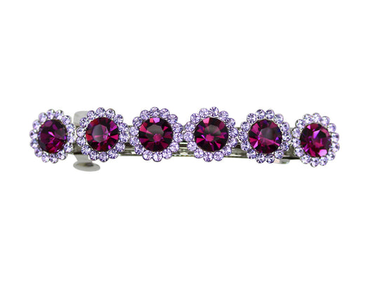 Faship Purple Rhinestone Crystal Floral Small Hair Barrette Clip