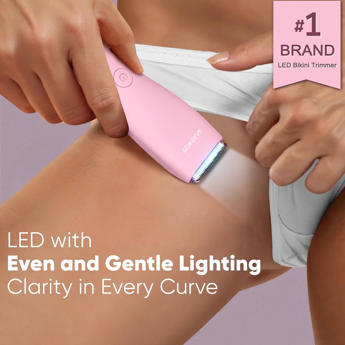 Skiennix Bikini Trimmer for Women - Waterproof, USB-C Rechargeable with LED Light & Replaceable Blade | Electric Lady Shaver (Rose)
