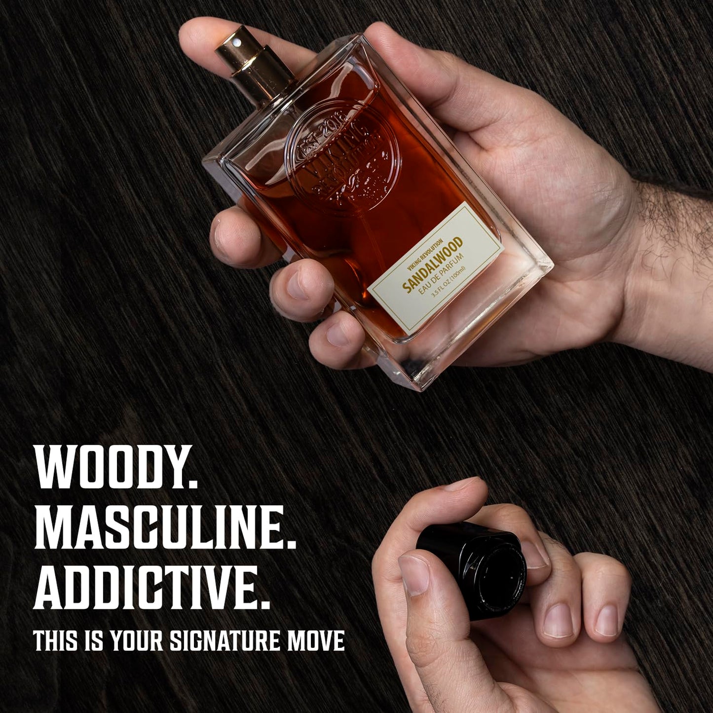 Viking Revolution Sandalwood Cologne for Men - Woody Eau de Parfum with Cedar & Vanilla - 3.5 Fl Oz