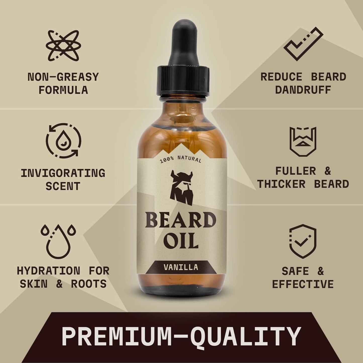 Striking Viking Vanilla Beard Oil - Naturally Derived Conditioner with Argan & Jojoba Oils for Soft, Moisturized Beard (2 Oz)