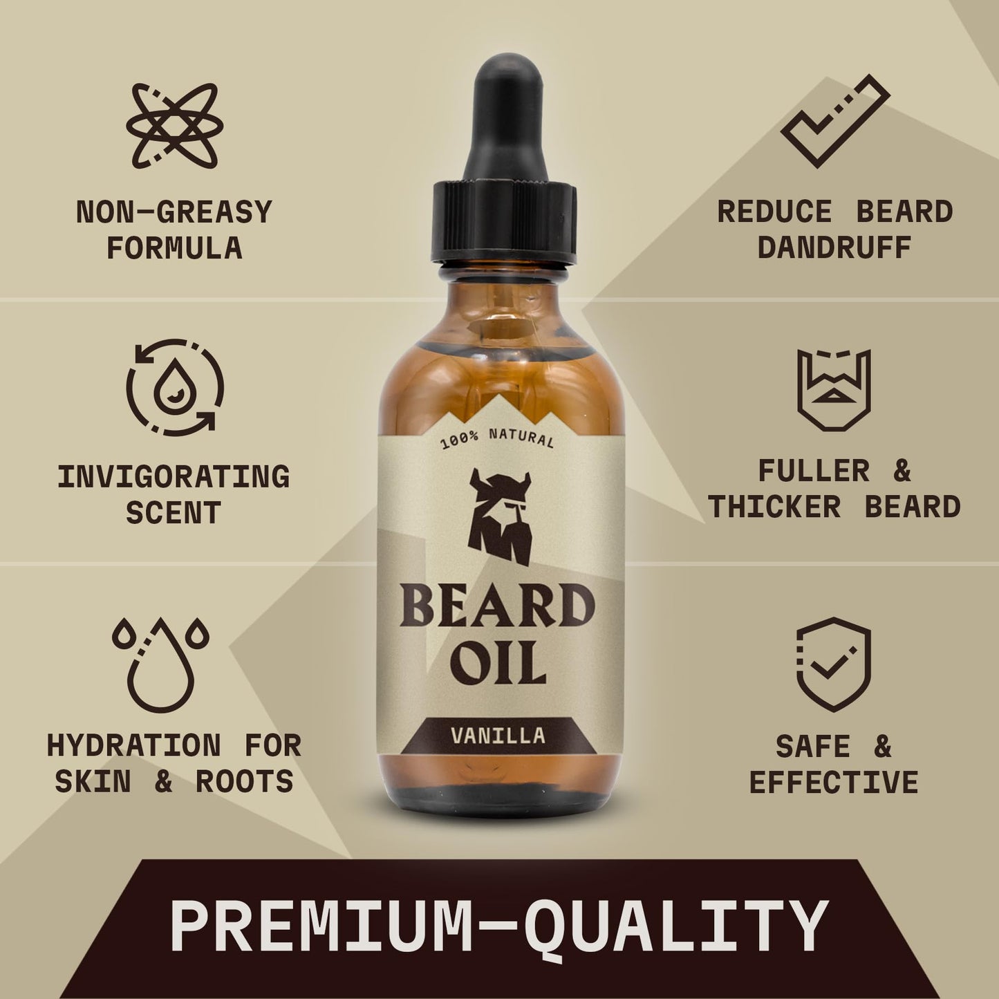 Striking Viking Vanilla Beard Oil for Men - Naturally Derived Conditioner with Argan & Jojoba Oils for Softening, Moisturizing and Growth (2 Oz)