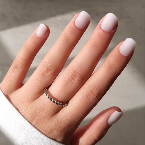 Glamnetic Press On Nails - Cool Whip | Super Short White Fake Nails, Salon Quality Milky Nails | Extra Short Length, 12 Sizes - 30 Nail Kit with Glue