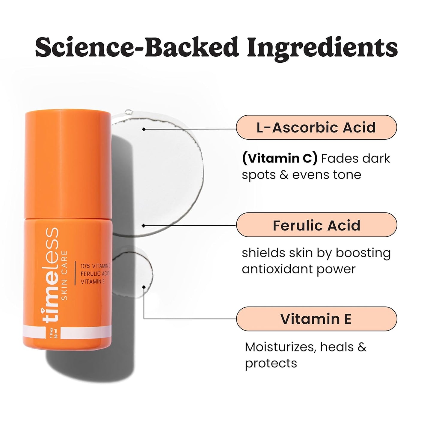 Timeless Skin Care Vitamin C Serum - Brightening & Hydrating Formula - Fragrance-Free - 1.7 Fl Oz