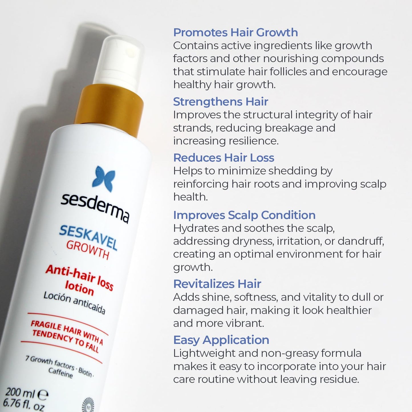 Sesderma SESKAVEL GROWTH Anti-Hair Loss Lotion - Stronger Hair & Active Growth, 6.8 fl oz