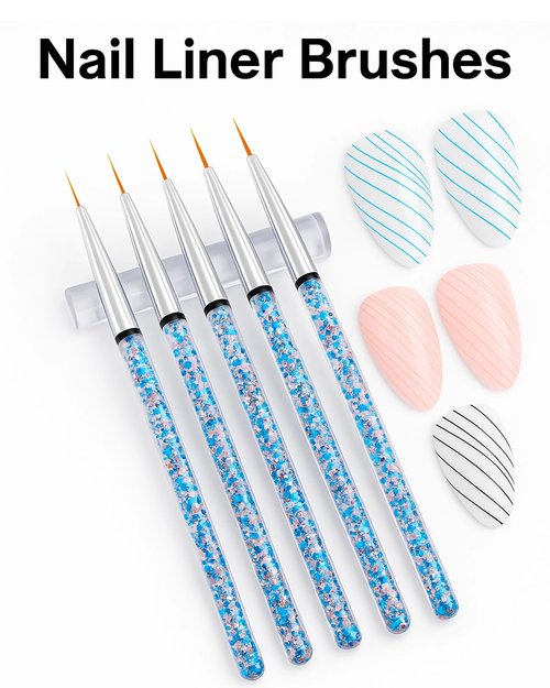 34pcs Nail Art Brushes Set – 15 Nail Brushes, 5 Dual-Ended Dotting Pens, 5 Liner Brushes, 5 Carving Brushes, Brush Holder & 3 Dual-Ended Nail Art Pens – Tools for Gel, Acrylic, DIY Design