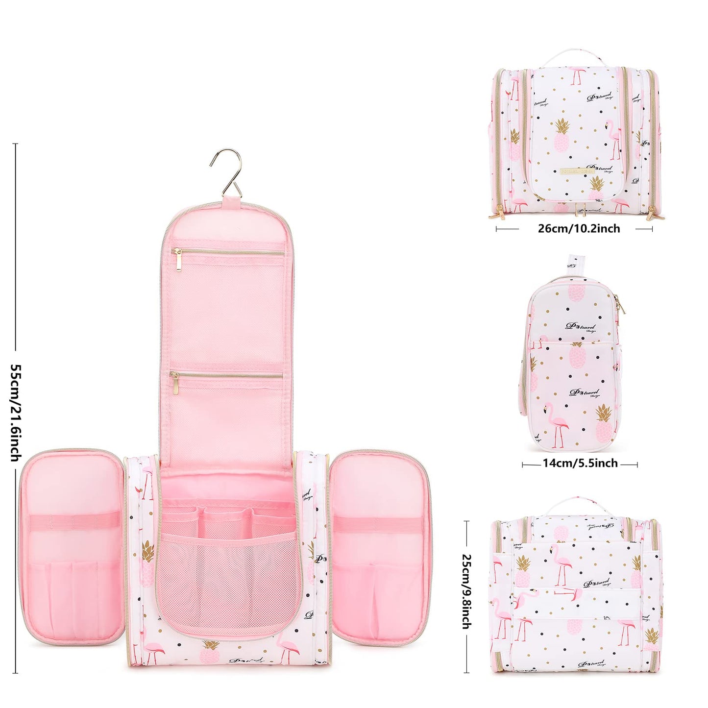 Lychii Hanging Toiletry Bag for Women, Cosmetic Makeup Bag Travel Organizer, Large
