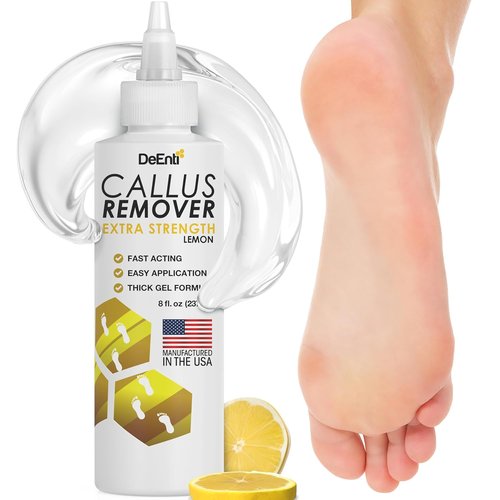 DeEnti Callus Remover Gel - Extra Strength 8oz for Dry Skin & Cracked Heels | Professional Pedicure Care