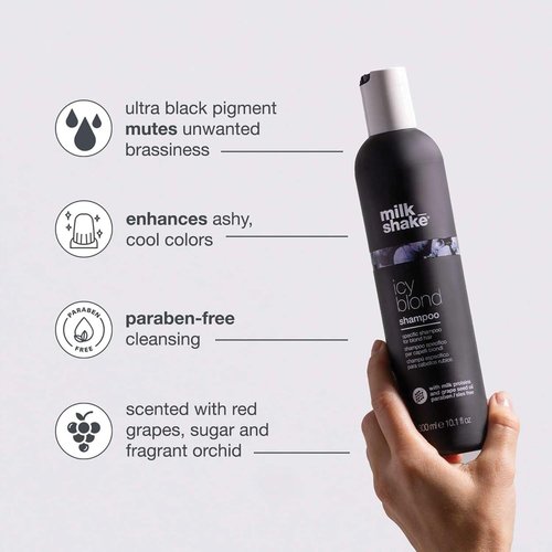 Milk_Shake Icy Blond Shampoo - Award-Winning Formula with Black Pigment for Cool, Ash-Toned Platinum Hair