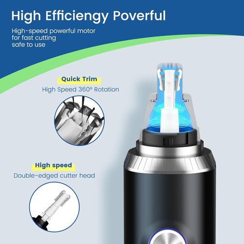 Ear and Nose Hair Trimmer for Men Women, 2026 Professional Painless USB Rechargeable Eyebrow & Facial Hair Trimmer, 13,000 RPM Precision Tool with Powerful Motor and Dual-Edge Blades, IPX7 Waterproof