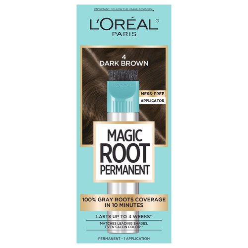 L’Oréal Paris Magic Root Permanent Hair Color, 10 Minute Root Coloring Kit with 100% Gray Hair Coverage, 4 Dark Brown, 1 Count