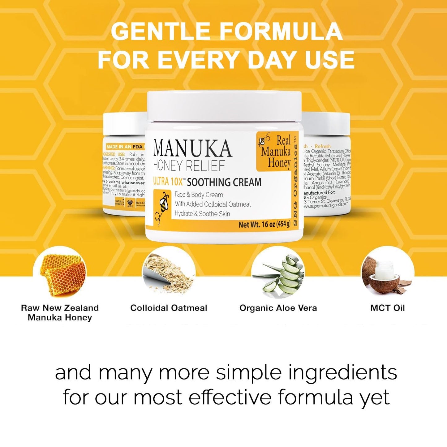 Super Natural Goods Manuka Honey Cream - Hydrating Lotion for All Skin Types | 8oz Moisturizing Body Cream with Real Manuka Honey, Aloe Vera & Cocoa Butter