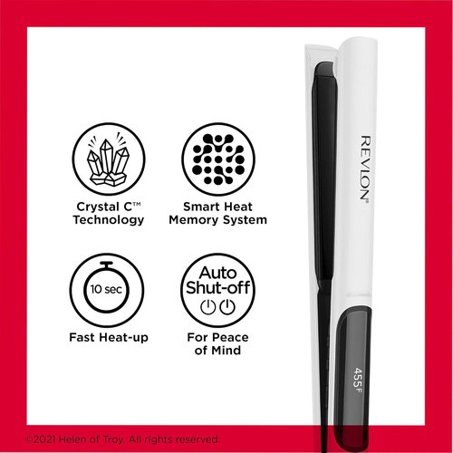 REVLON Crystal C + Ceramic Digital Hair Flat Iron - Long-Lasting Shine & Reduced Frizz (1 Inch)
