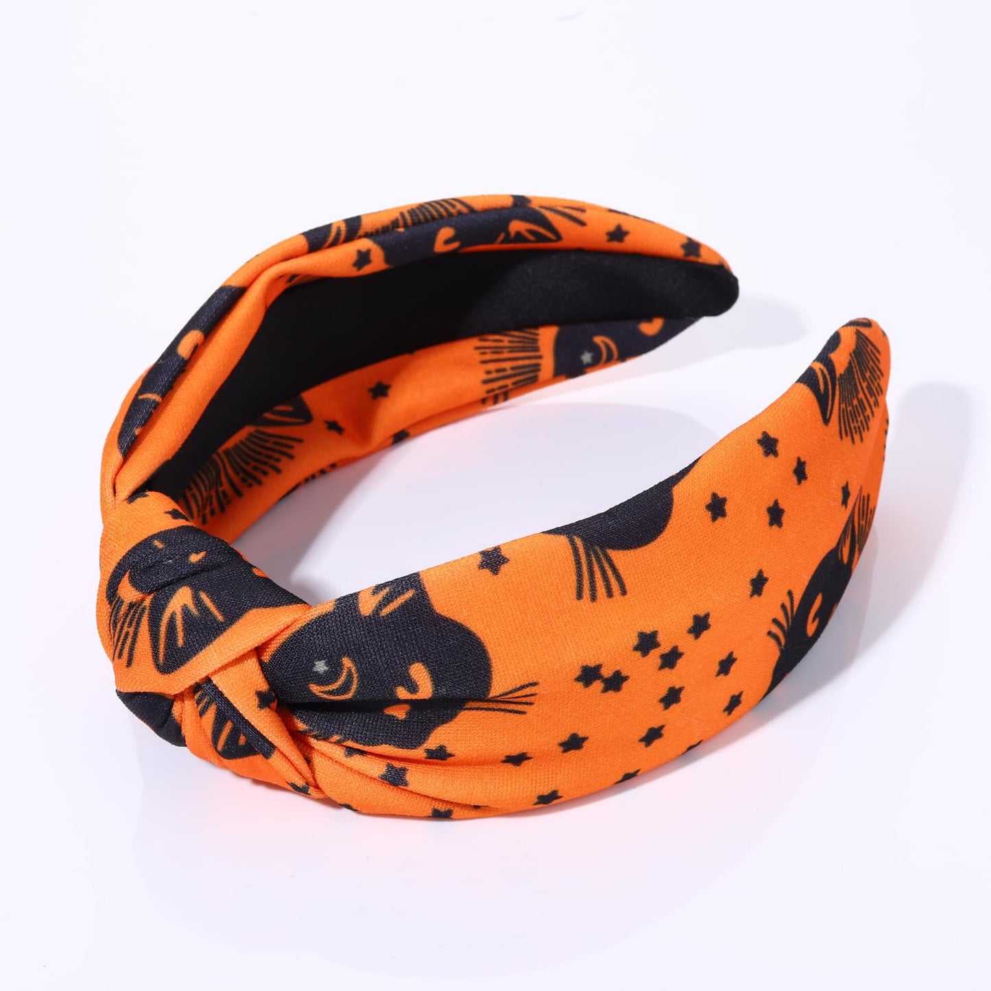 ZITULRY Halloween Knotted Headbands for Women Candy Corn Cat Blood Splatter Printed Wide Top Knot Hairband Hair Accessories Halloween Party Decoration (Cat Knot Headband237)