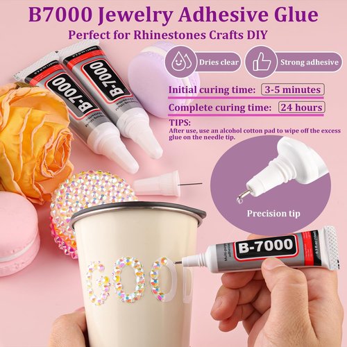 Resin Rhinestones for Crafting with 3Pcs 10ml B7000 Jewelry Glue, 2 Boxes Transparent AB Flatback Gems Crystals Diamond for Bedazzling Crafts DIY Nail Art Makeup,Gems for Clothing Tumblers Shoes