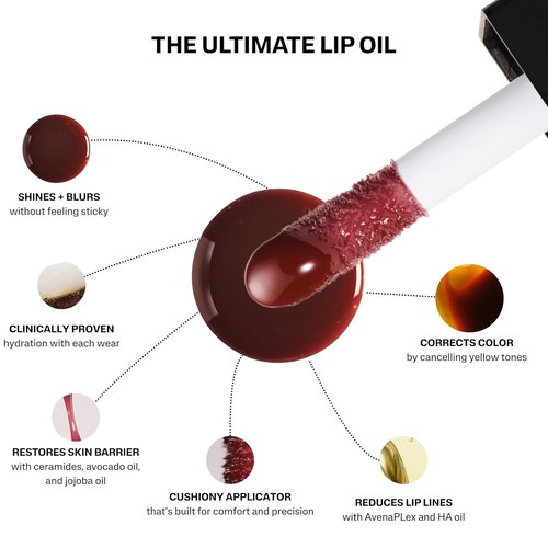 Cake Theory POUND CAKE Lip Tone Equalizing Oil - Hydrating, High-Shine Blurring Formula | 0.23 oz, Purple Brown Tint