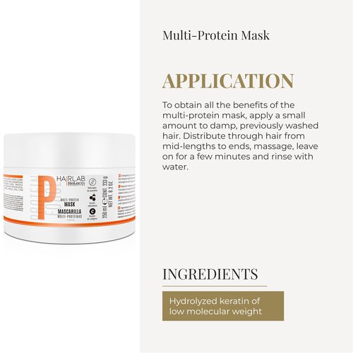 SALERM - Damaged Hair Mask - Multi-Proteins Hair Lab - 250 ml - Helps Replenish Natural Keratin - Adds Volume and Strength - Paraben-Free