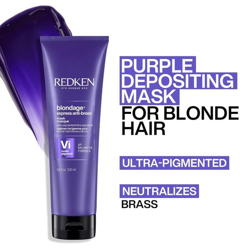 Redken Blondage Express Anti-Brass Mask - Ultra-Pigmented Purple Treatment for Blonde & Highlighted Hair
