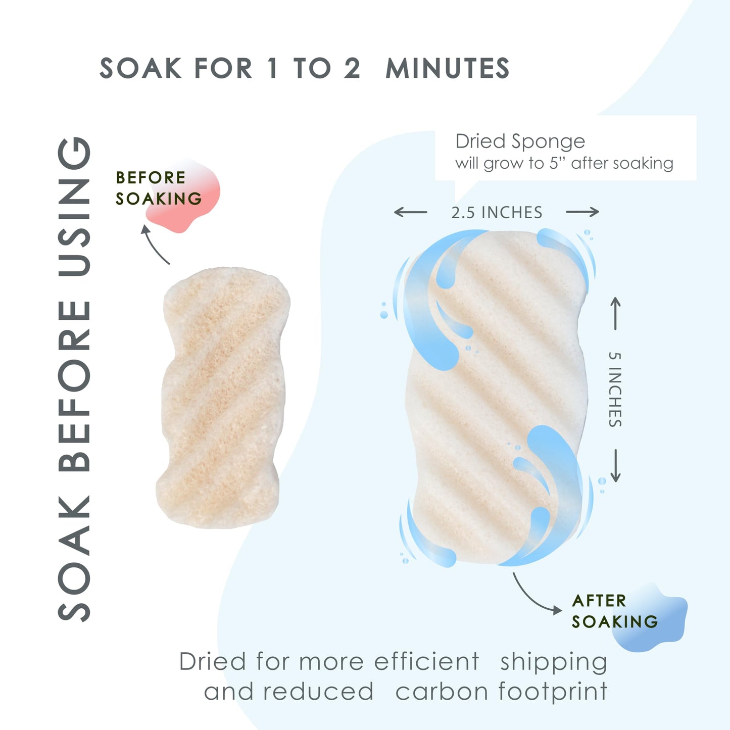 Konjac Body Sponge (2 Pack) | 100% Natural & Dye Free | Non-Toxic | Biodegradable | Eco-Friendly | Plastic Free Packaging