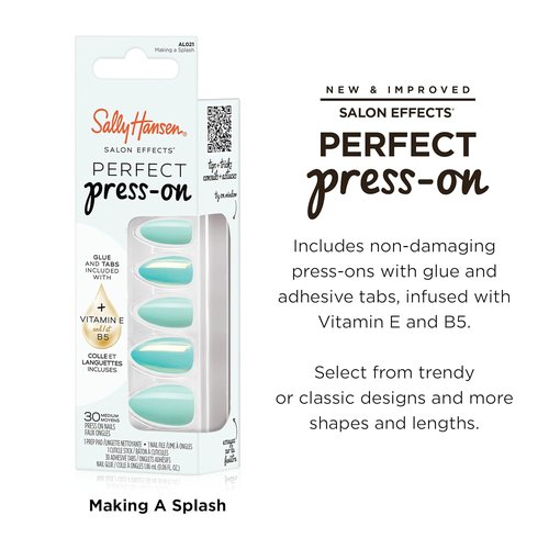 Sally Hansen Press-On Nails - Almond Shape, Easy Application & Non-Damaging | 30 Nails, Glue & Tabs