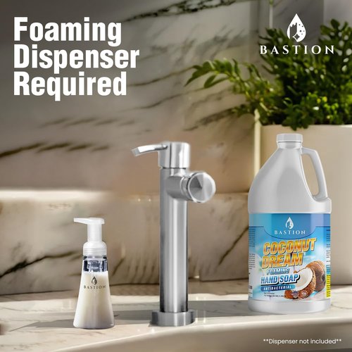 Bastion Antibacterial Foaming Hand Soap - Coconut Dream Scent - 64 oz Refill Jug | Non-Toxic & Made in the USA
