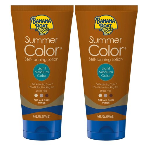 Banana Boat Self Tanning Lotion - Summer Color for All Skin Tones | Light Medium, 6oz Twin Pack